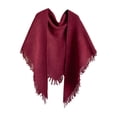thumbnail image 3 of Uaswgudfs Women's Solid Color Triangle Fringe Shawl Wrap Autumn Winter Outerwear Versatile Scarf Stole Casual Outfit Red Free Size, 3 of 3