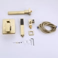 thumbnail image 4 of Double Handle Wall Mounted Bathroom Tub Filler with Hand Shower, Brass Matte Black Waterfall Bathtub Faucet, Brushed Gold, 4 of 5