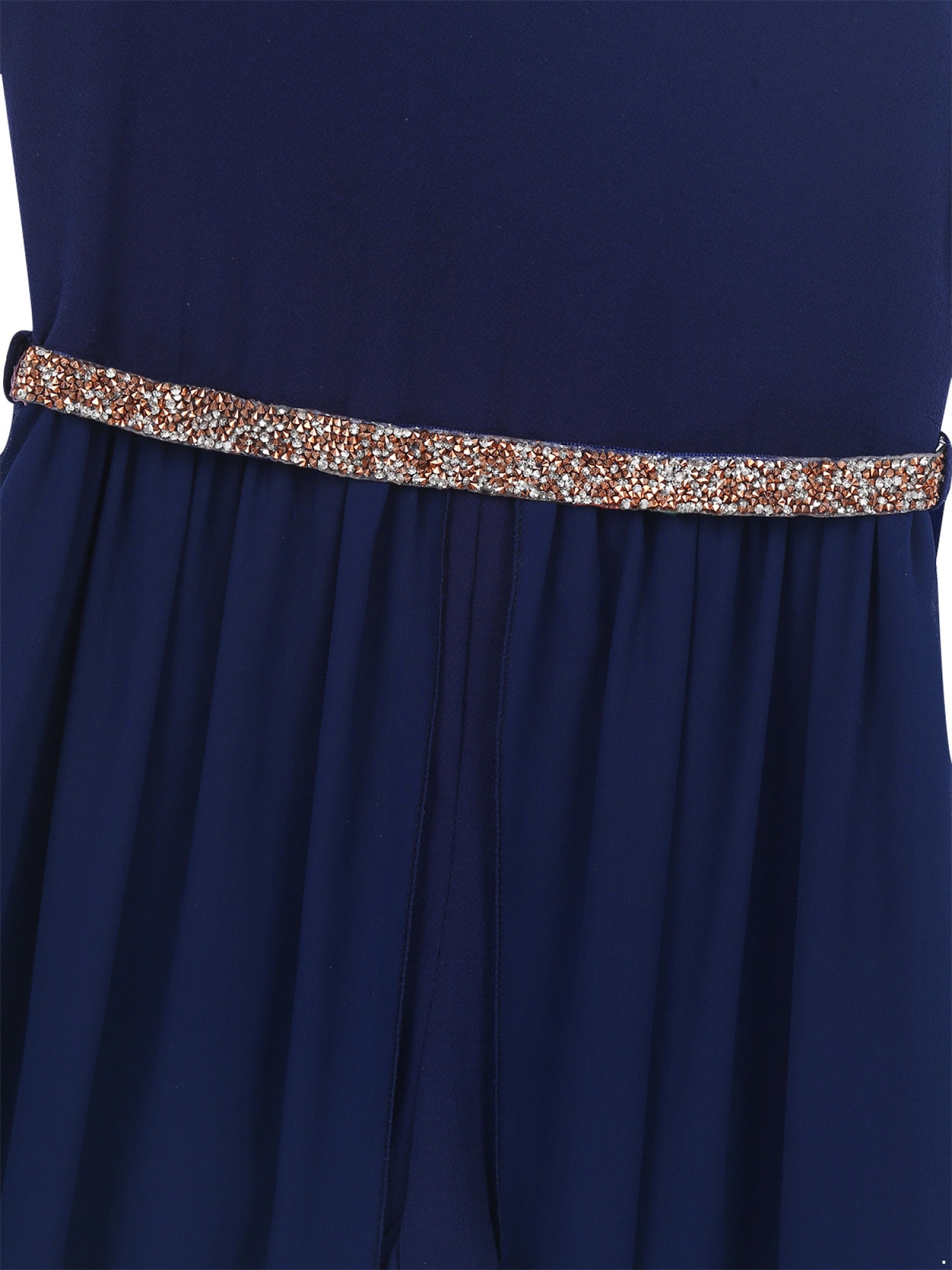 navy blue dress with gold belt Tallie Maxi Dress
