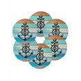 thumbnail image 7 of 13 Inch Round Placemats Set of 6, Nautical Anchor Non Slip Heat Insulation PP Table Mats, Retro Blue Brown Wooden Boards Farmhouse Washable Place Mats for Kitchen Dining Party Table Decor, 7 of 7