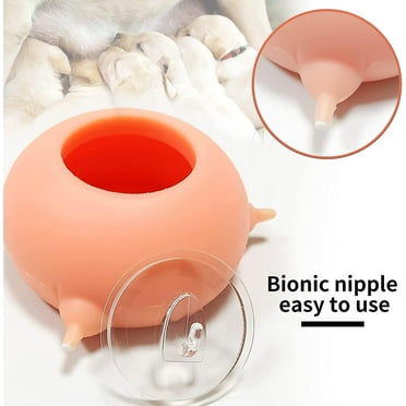 Gealach Puppy & Cat Feeding Device,3 Nipple Feeder,Milk Bowl Alternative,Care Station,Multi-Pet,Pink,1 Device,