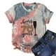 thumbnail image 2 of Camiseta de mujer Camisetas Cuello redondo Camiseta de manga corta Estampado de letras Tie-dye Camiseta Tops Blusa Regalo para mujeres Fridja  hjk6335, 2 of 4