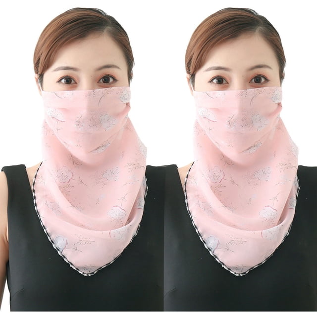 Mask 2 Pack Women Sun Mask Chiffon Neck Gaiter Sun Proof Face Mask Outdoors Face Mask