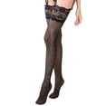 thumbnail image 4 of Sexy Lace Garter Belts Panties Printing Stockings for Women's 3 Piece Lingerie Set Black, 4 of 8