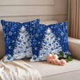 thumbnail image 2 of Navy Blue Christmas Tree Outdoor Waterproof Pillow Covers, Xmas Snowflake Weeping Balls Decorative Square Throw Pillowcase Sofa Cushion Sham for Patio/Couch/Chair, 20"x20" 2 Pack, 2 of 8