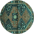 thumbnail image 1 of Ahgly Company Machine Washable Indoor Round Persian Turquoise Blue Traditional Area Rugs, 3' Round, 1 of 4