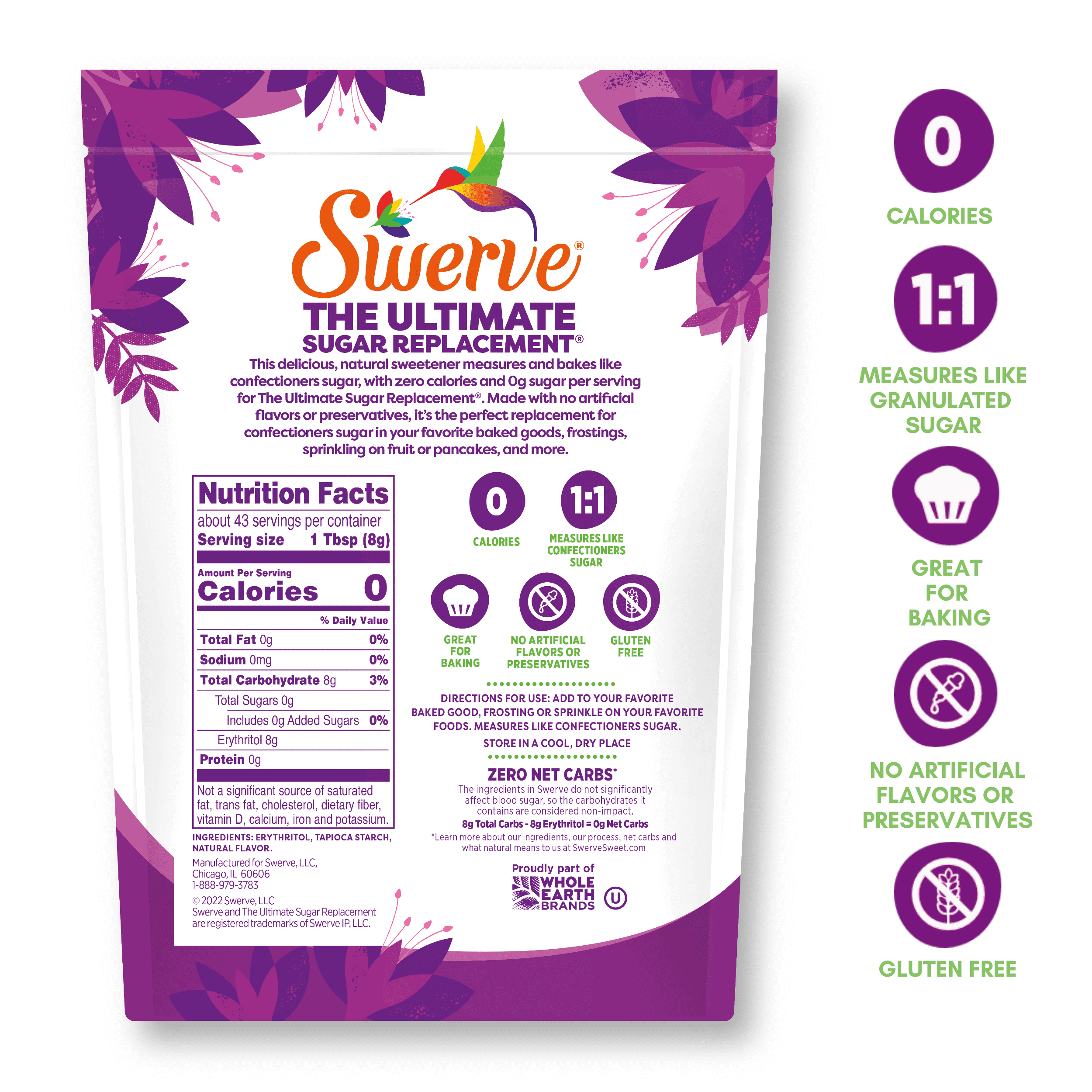 Swerve Sweetener, Confectioner Sugar Replacment, 12 Oz