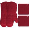 thumbnail image 1 of Juego de 4 piezas de guantes de silicona para horno y agarradera WEIHJMXG tapete de seguridad resistente al calor, 1 of 5