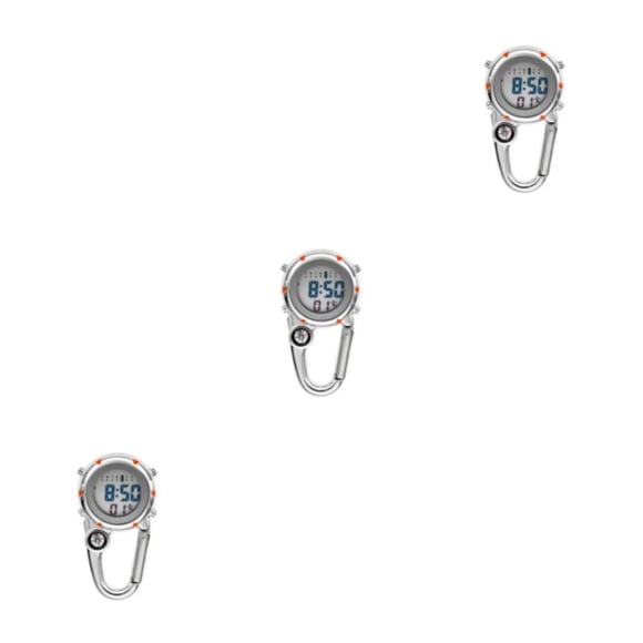 Injueey Mosquetón Clip relojes reloj luminoso multifunción Fob enfermera reloj hombres brújulas pantalla montañismo relojes naranja Type1 NO1