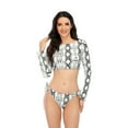 thumbnail image 2 of HAWEE Womens Long Sleeves Two Piece Swimsuits Rash Guard Swimsuit with Triangle Bikini Bottom 2 Piece Bikini Set, 2 of 7
