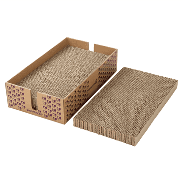 SmartyKat Super Scratcher & Stacker Box, Wide Corrugated Cat Scratcher for Cats & Kittens, Catnip Infusion Technology, Recycled Material, 3-Pack