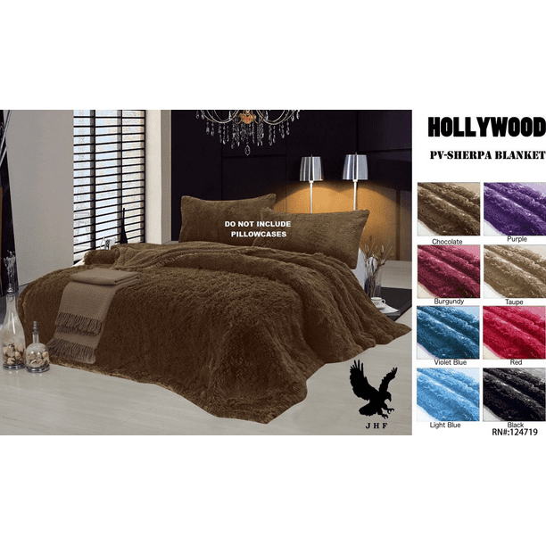 Hollywood King Size Reversible Faux Fur Sherpa Soft Bed Blanket Solid Bedding Black Walmart Com Walmart Com