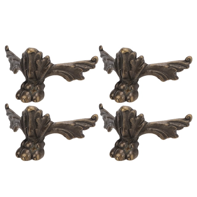 4 Pcs Wooden Box Feet Vintage Bat Shape Furniture Wooden Box Gift Box Jewelry Box Four Sides Fixed Feet