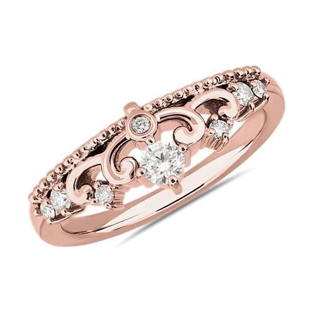 0.15 Carat Excellent Round Shape Genuine Diamond Latest Design Engagement Eternity Band for Ladies Solid 18K Rose Gold Size 7.5