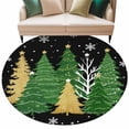 thumbnail image 6 of Black Christmas Tree Round Rug 5ft Washable Circle Kitchen Rugs Non Slip Green Golden Xmas Tree Snowflake Winter Large Area Rug Indoor Floor Carpet for Bedroom Living Room Office Dining Room Nursery, 6 of 8