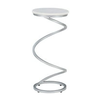 Powell Rian Spiral Drink Table Silver White Marble