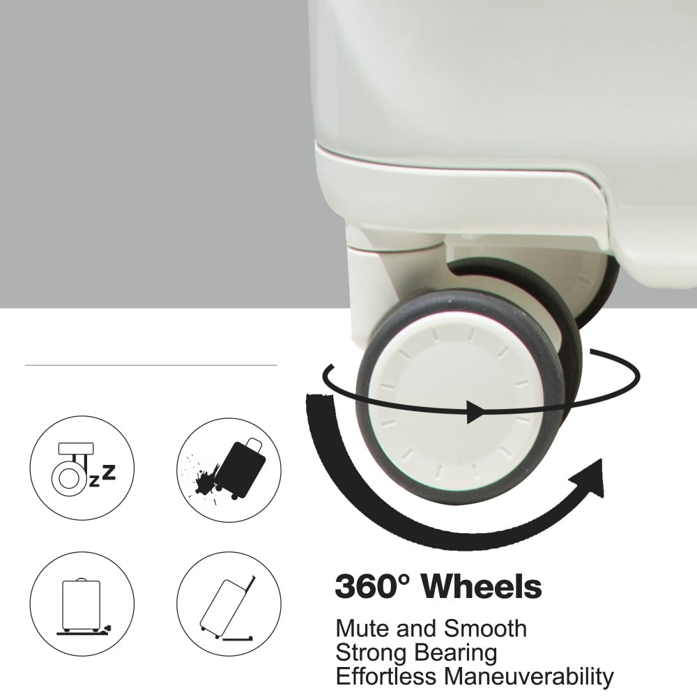 Yougu 24" Carry on Luggage Lightweight Suitcase TSA Lock USB,White