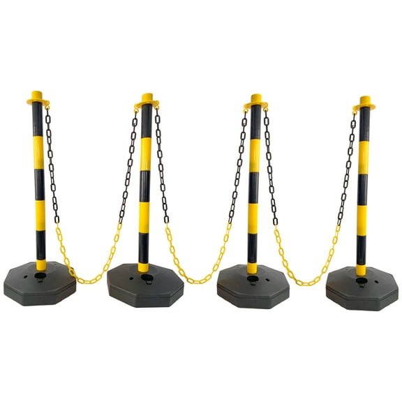 LiviNest Traffic Delineator Posts Set: Commercial Parking Lot Management Equipment with Fillable Base & High-Visibility Design - Professional Crowd Control Stanchions for Event Security & Constructio