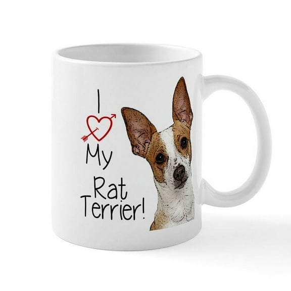 CafePress - I Love My Rat Terrier (Large) Mugs - 11 oz Ceramic Mug - Novelty Coffee Tea Cup