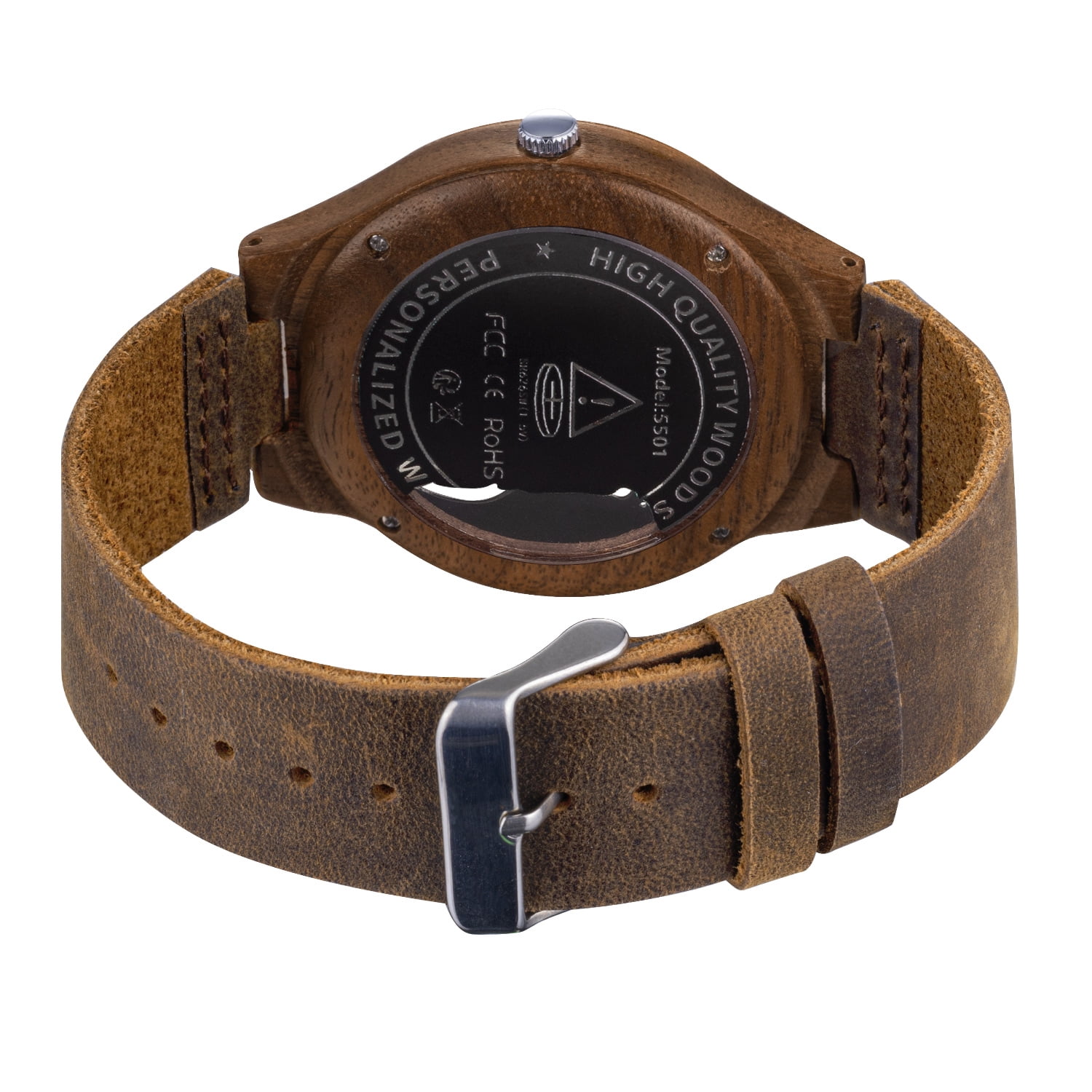 Wooden Watches for Men, Stylish Exotic Wrist Watch with Creative Dial Adjustable Stainless Steel Buckle, Leather Straps, Casual Watches for Man