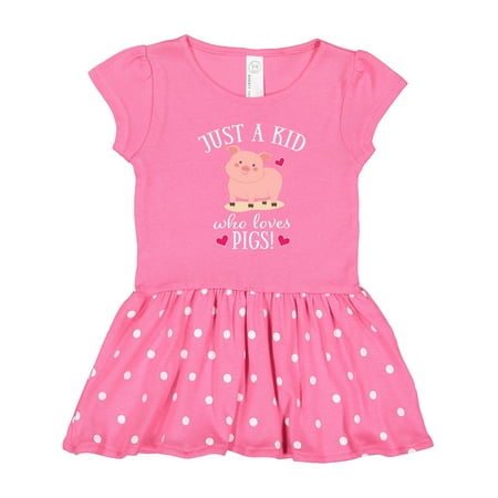 

Inktastic Just a Kid Who Loves Pigs Gift Toddler Girl Dress