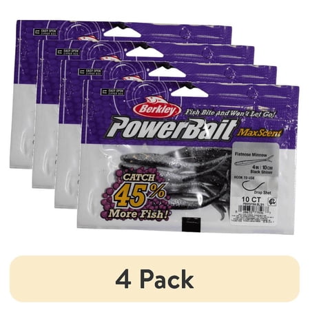 (4 pack) Berkley PowerBait MaxScent Flatnose Minnow Fishing Soft Bait