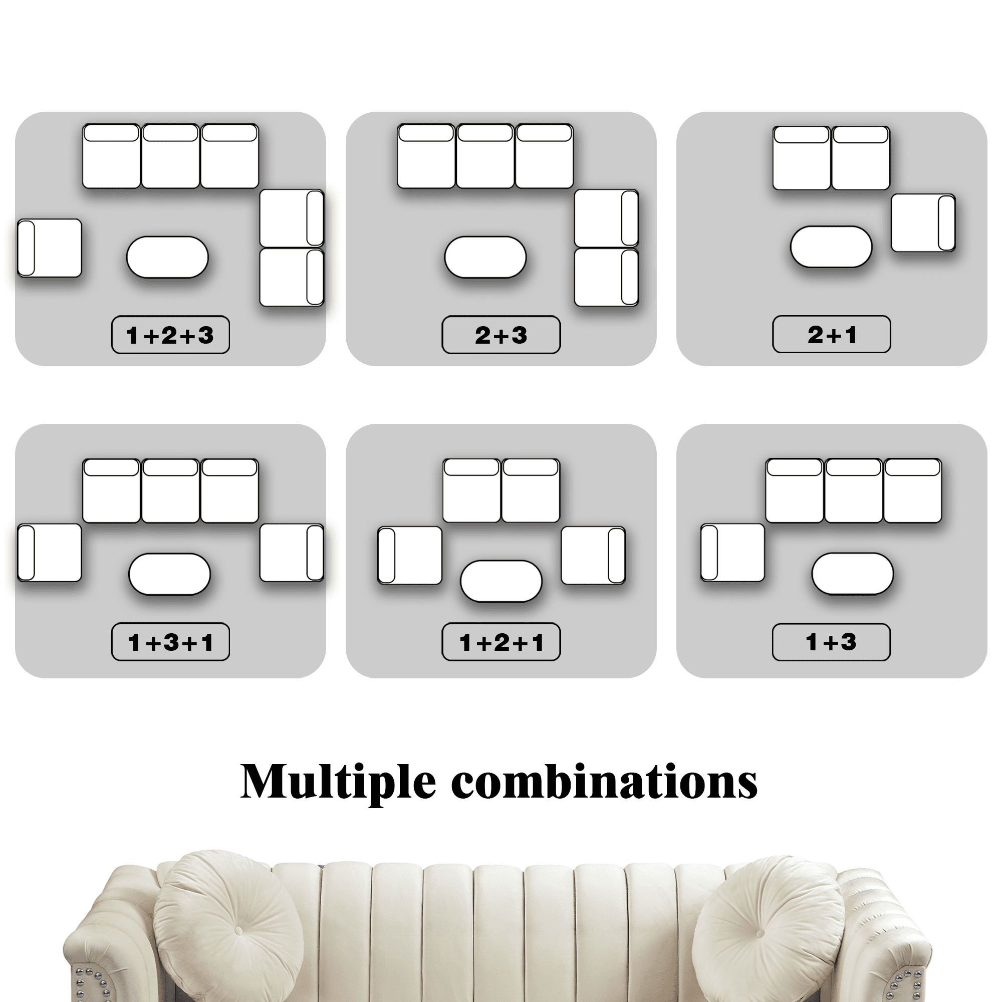Aukfa 3 Seater Sofa Couch Set, Contemporary Living Room Sofa for Living Room Furniture Sets,Beige