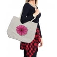 thumbnail image 2 of Orange and Pink Shopping Bag, Spring Season Theme with Blossoming Gerbera Daisy Illustration, Eco-Friendly Reusable Bag for Groceries Beach and More, 15.5" X 14.5", Cream, by Ambesonne, 2 of 2
