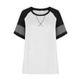 thumbnail image 5 of Summer Casual T Shirts for Women Soft Cotton Crew Neck Color Block Raglan Short Sleeve Tunic Tops Loose Fit (X-Large, White), 5 of 6