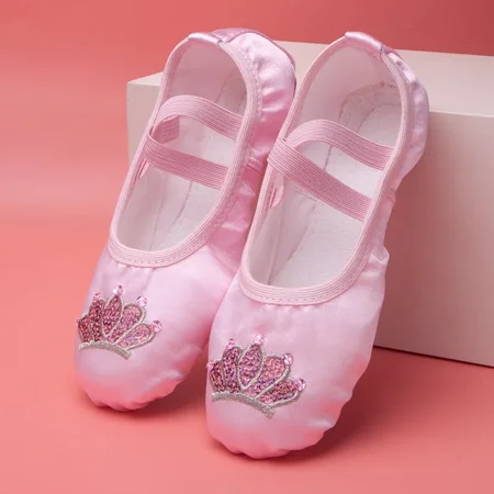 

2024 New Children s Soft Bottom Cat Claw Ballerina Lace-free Satin Ballet Shoes Girl Pink Flesh Shoes for Girls Women