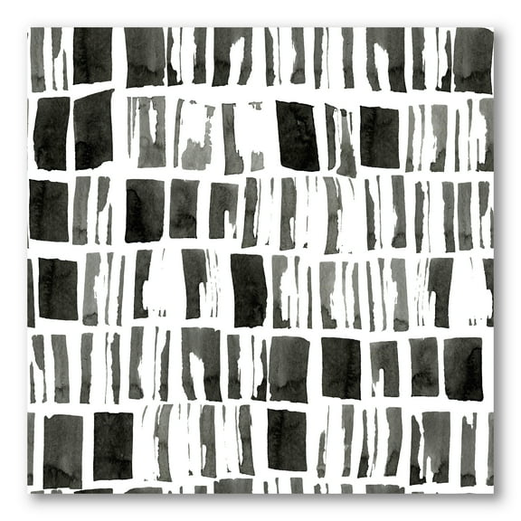 Designart ' Abstract Black and White Bricks ' Modern Canvas Wall Art Print