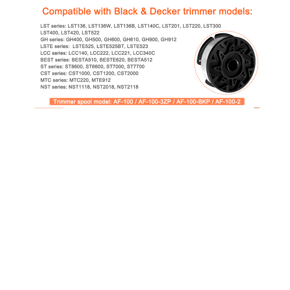 2) BLACK & DECKER TRIMMER LINE SPOOL, .065 AF-100, MODEL CST1000