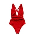 thumbnail image 5 of LUOGENLI Plus Size Swimsuit for Women Tummy Control Shorts Women One Shoulder Swimsuit Bikini Swimsuit Irregular Solid Color Monokinis Swimsuit Red Size XXL, 5 of 5