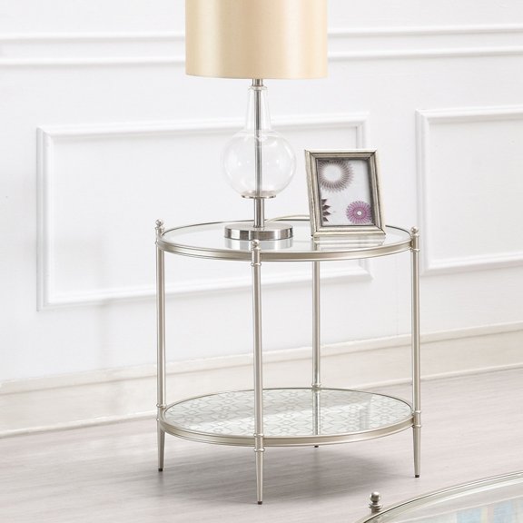 ACME Zaba End Table, Glass Top & Champagne Finish
