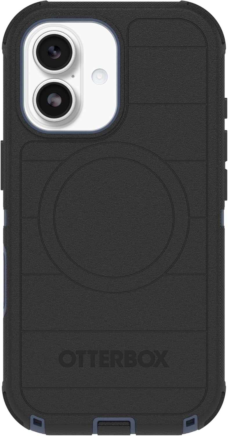 OtterBox iPhone 17 (Only) - Defender Series Case - Black Shadow (Black & Blue) - Case Only - Snaps on MagSafe - Tough - Rugged & Durable - Non-Retail Packaging