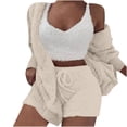 thumbnail image 4 of Conjunto de pijama de dos piezas de manga larga con capucha y chaquetas informales para mujer, de terciopelo de doble cara, con capucha, de manga larga, con pantalones cortos y chaqueta, abrigo y pant, 4 of 6