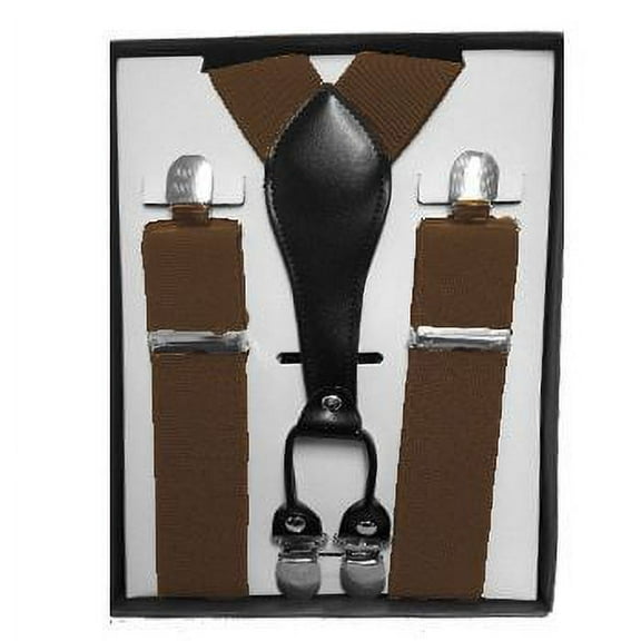 Adult COFFEE BROWN BOXED Suspenders 1.5 Inches Wide Suspender Adjustable Strong Durable Any Occasion
