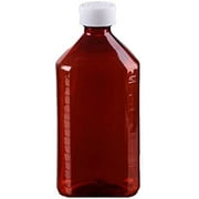 Pharmacy Oval Bottle Amber 16 oz with CR Caps Included (QTY. 25) - Prescription Pharmacy Bottle, Pharmacy Container, Prescription Plastic Container by Sponix BioRx