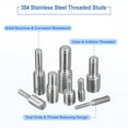 thumbnail image 4 of Uxcell 8Pack M4x10mm to M6x10mm Double End Threaded Stud 304 Stainless Steel Screw Bolts, 4 of 6
