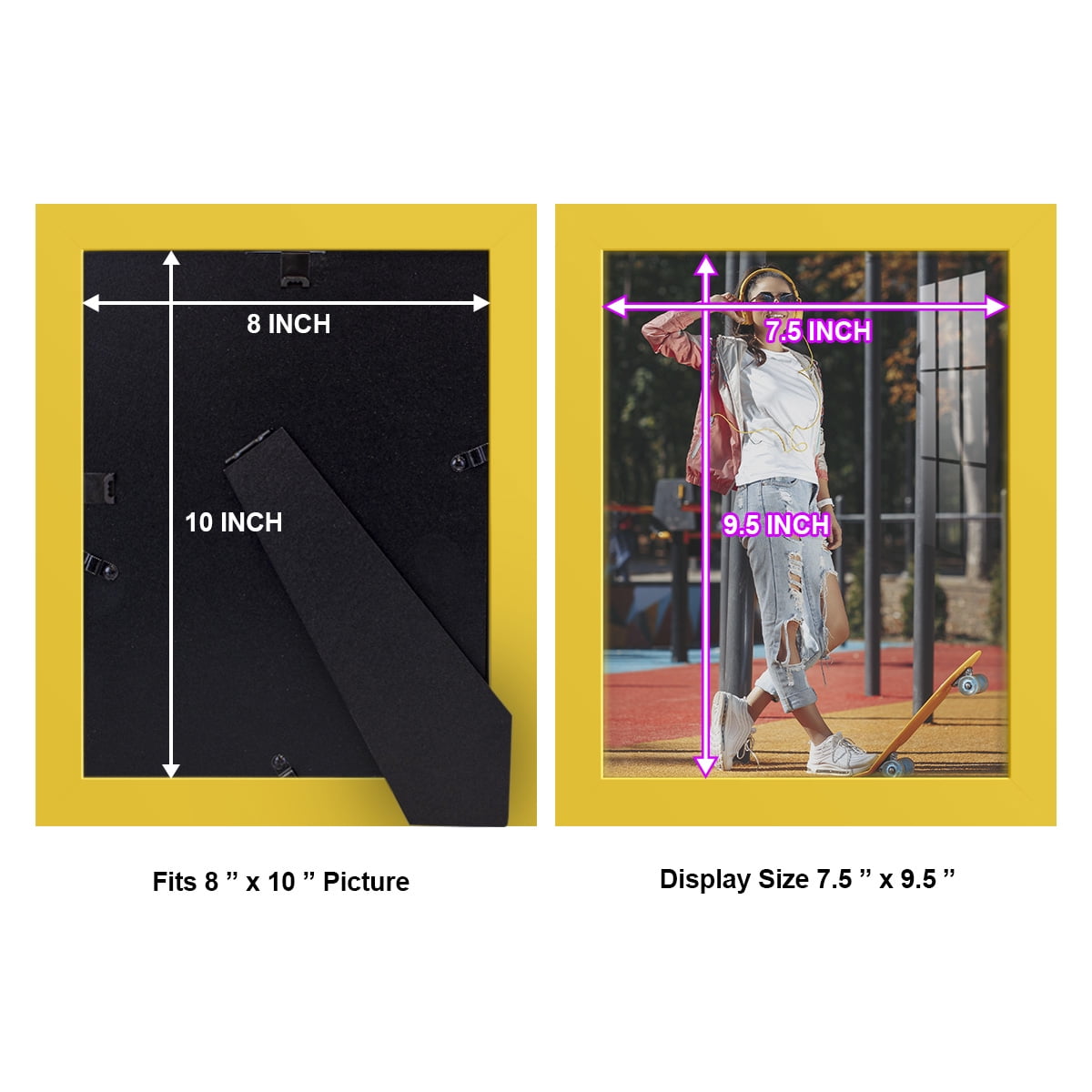 Modern Real Wood 8x10 inch Picture Frame in Yellow
