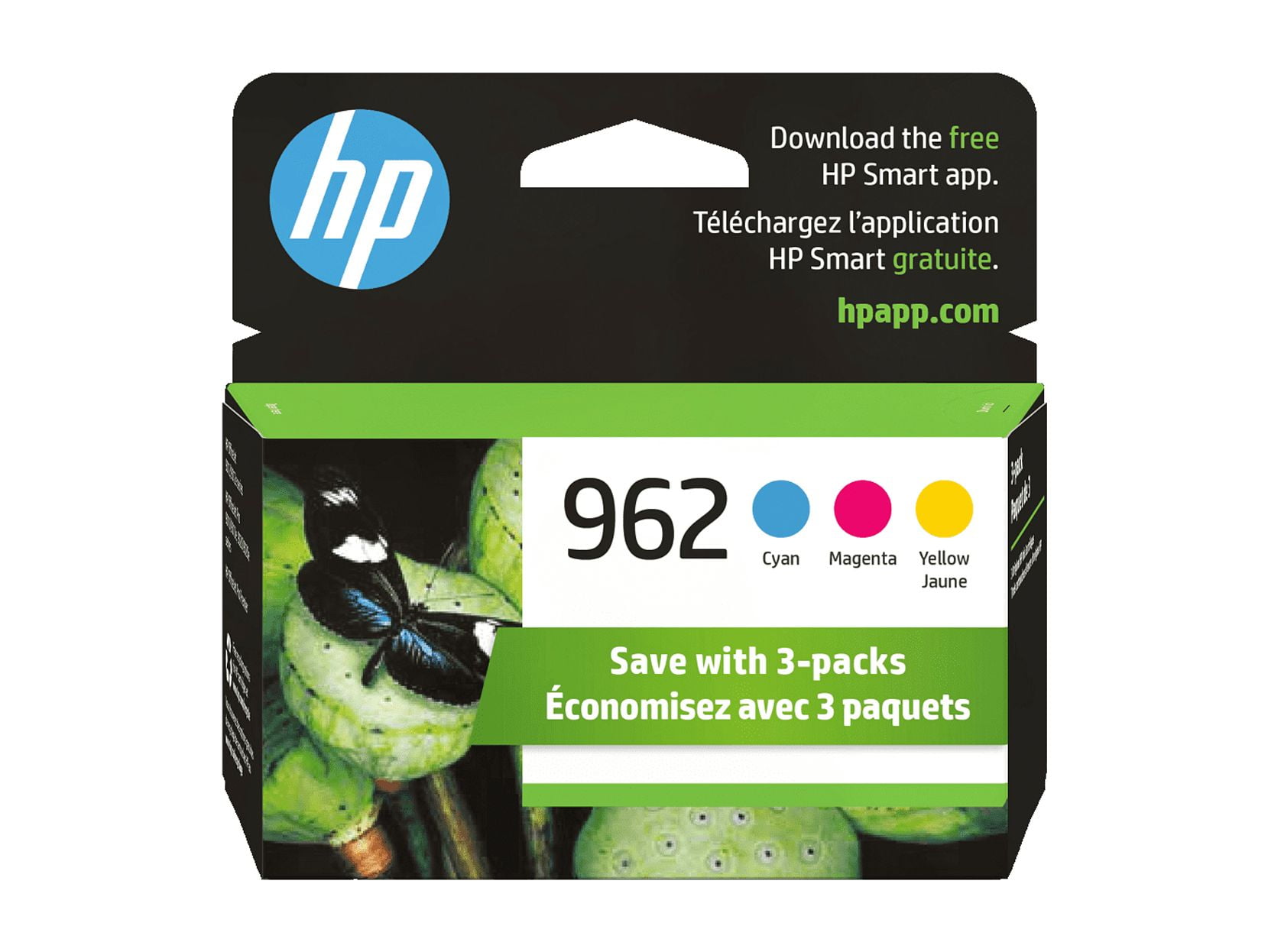 HP 3YP00AN#140 Tri-Color per Printer Cartridge Combo Pack with 3x 962 Original Ink Cartridge Cyan/Magenta/Yellow, for 9015/9025, 1 Pack