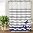 thumbnail image 3 of Anchor Gray No Hook Shower Curtain Waterproof, Bathroom Curtains with Snap in Liners and See Through Top Window, Modern Navy Blue White Striped Nautical Hotel Style Bathtub Curtains Shower 72"Wx96"L, 3 of 8