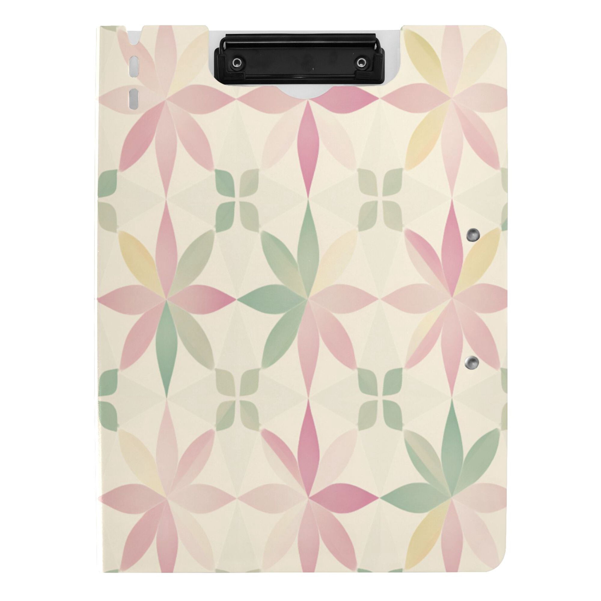 FORMRS A4 Clipboard Folder with Pen Holder Horizontal Foldable School Office Binder, Light Pink Geometric