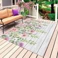 thumbnail image 4 of Outdoor Rug 3x5 ft Pink Wildflowers Outdoor Large Area Rug Non Slip Rubber Spring Flowers Leaves Branches Wood Front Door Mat RV Rug Carpet Patio Outdoor Rugs for Backyard Balcony Deck Porch Indoor, 4 of 9