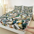 thumbnail image 3 of jejeloiu Rustic Mallard Duck Bed Sheets,Wild Flying Animal King Sheets,Green Gray White Sheet Set For Adults,Ultra Soft Home Decor,4 Pieces, 3 of 7