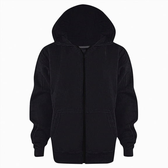 KPOPLK Boys Hoodie Sweatshirts Long Sleeve Zipper Jacket Top for 1-9 Years Fall Winter Cotton Solid Color Coat Black Size 9-10 Years