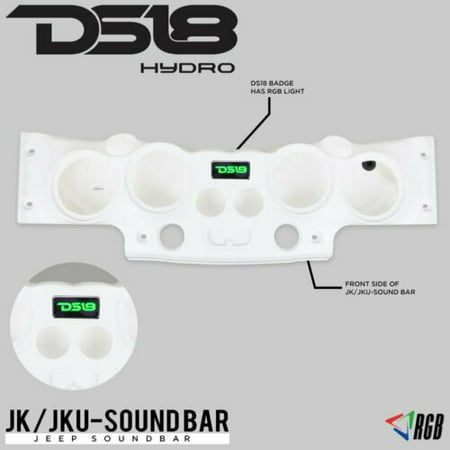 Jeep Wrangler White Molded RGB LED Car Audio Sound Bar JK JKU Soundbar