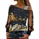 thumbnail image 1 of Gibobby Suéteres de invierno Blusa informal de manga suelta con lentejuelas para mujer, camiseta de malla estampada, Tops largos de empalme para mujer, camiseta de manga larga (Multicolor, L), 1 of 3