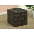 thumbnail image 4 of Monarch Specialties 17" Chocolate Brown Classic Solid Cubic Upholstered Ottoman, 4 of 4