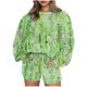 thumbnail image 1 of Puntoco Conjunto De Sudadera Con Pantalón Y top Con Cuello Redondo De Manga Larga Informal Estampado Para Mujer Verde S, 1 of 3